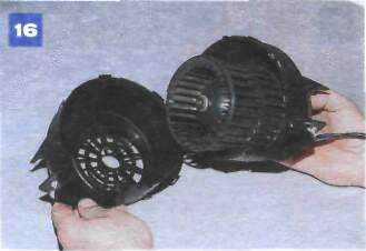 Снятие воздухонагнетателя и вентилятора отопителя