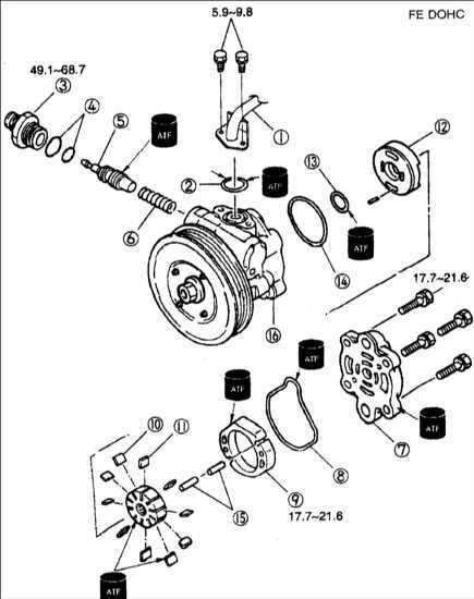  Разборка и сборка насоса усилителя рулевого управления (FE DOHC) Kia Clarus