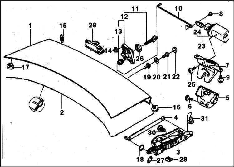  Снятие и установка крышки багажника BMW 5 (E39)